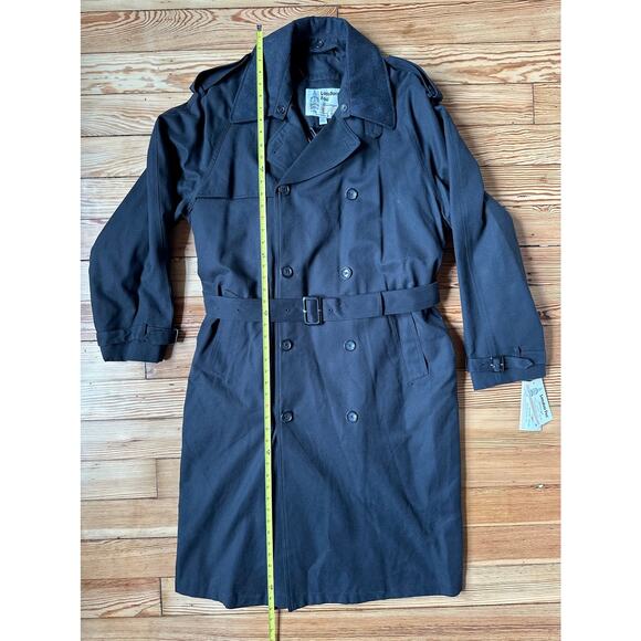 NWT London Fog Double Breasted Black Collared Belted Mens Trench Coat 42L - Picture 10 of 12